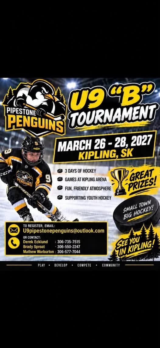 Poster for Pipestone Penguins U9 "B" Tournament