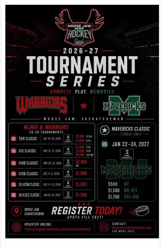 Poster for Moose Jaw Minor Hockey Tournament Series