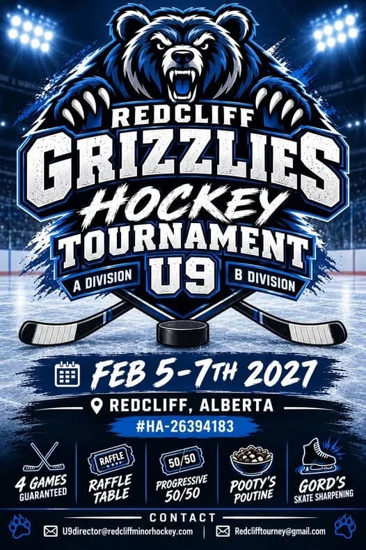 Poster for Redcliff Minor Hockey U9 Tournament