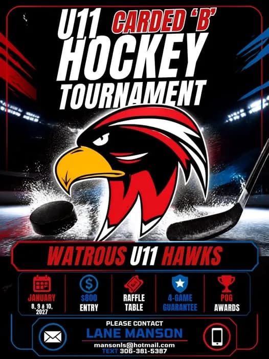 Poster for U11 Carded 'B' Hockey Tournament