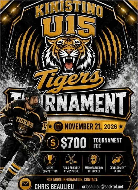 Poster for KINISTINO TIGERS TOURNAMENT