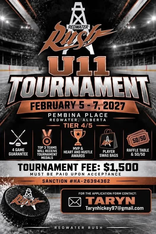 Poster for Redwater Rush U11 Tournament