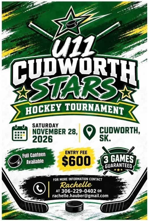 Poster for Cudworth Stars Hockey Tournament