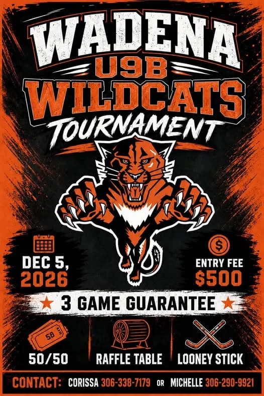 Poster for WADENA U9B WILDCATS TOURNAMENT